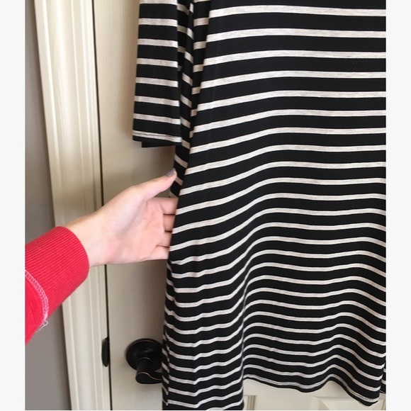 Suede & Jersey Stripe Dress - Picture 3 of 5